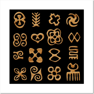 Carved Wood Adinkra Symbols Print Posters and Art